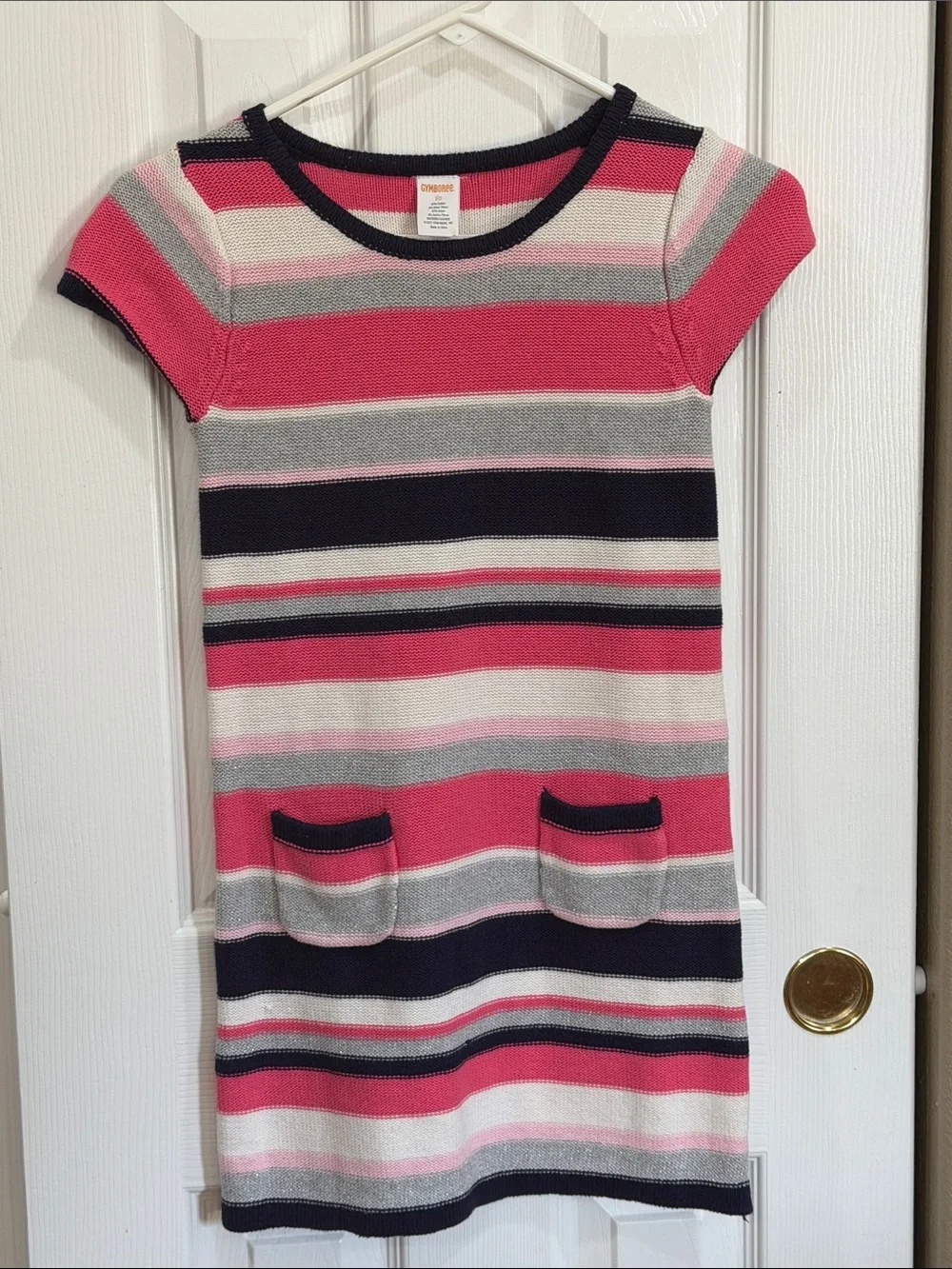Gymboree Striped Knit Dress in Pink, Navy & Gray size 10